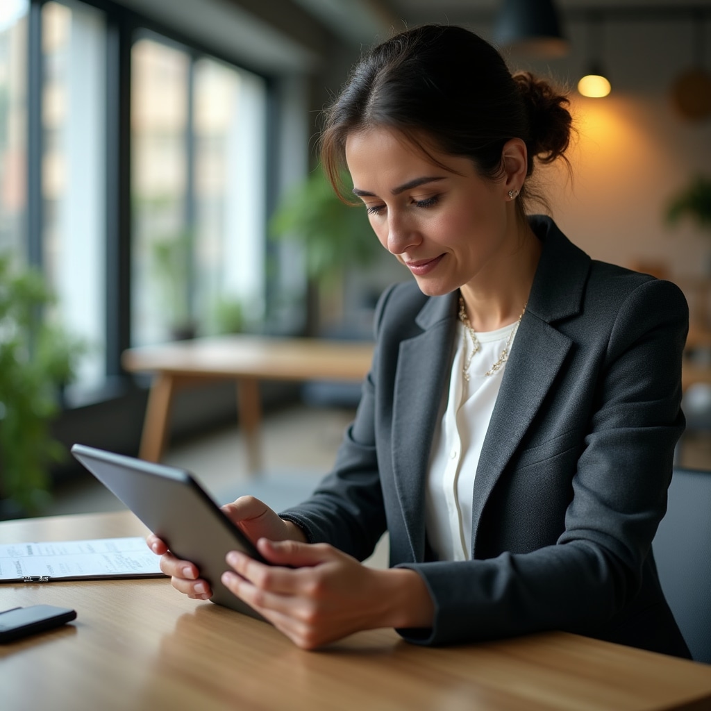 Property manager reviewing maintenance schedules on digital tablet